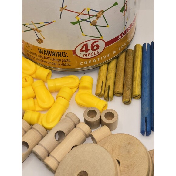 Classic TINKERTOY Construction Set 41 Pieces Playskool Wood Mini Set missing 5 - Picture 5 of 16
